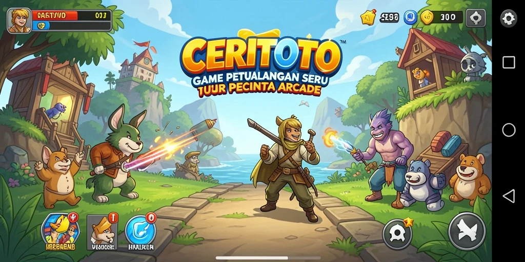 Tampilan dinamis dan penuh aksi dari gameplay CERITOTO.