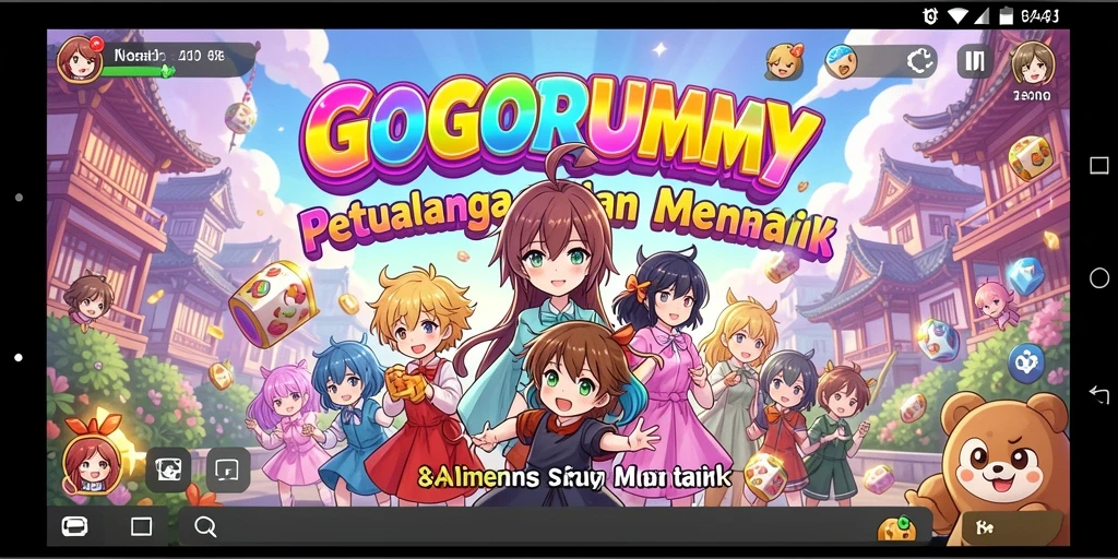 Tampilan interaktif GOGORUMMY dengan karakter anime yang dinamis.