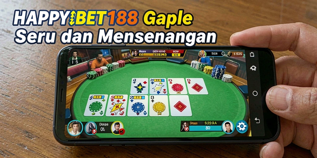 Screenshot utama HAPPYBET188 yang menampilkan gameplay Gaple yang seru.