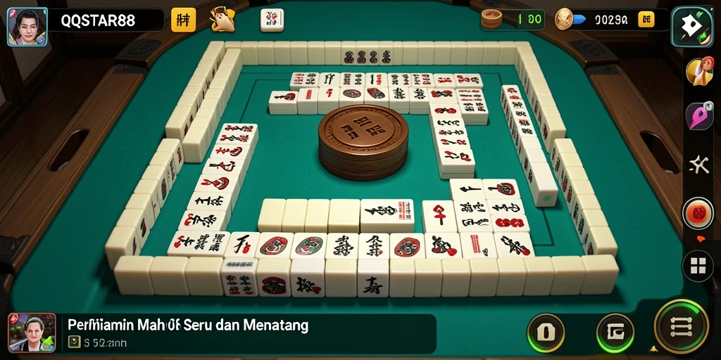 Screenshot menampilkan gameplay Mahjong yang seru di QQSTAR88.