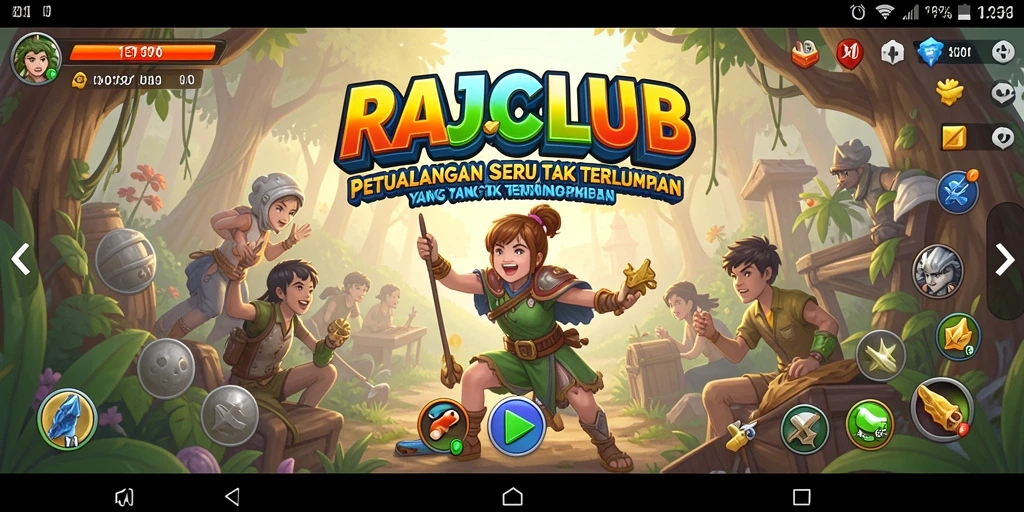 Gameplay seru RAJACLUB menampilkan aksi petualangan yang mendebarkan.