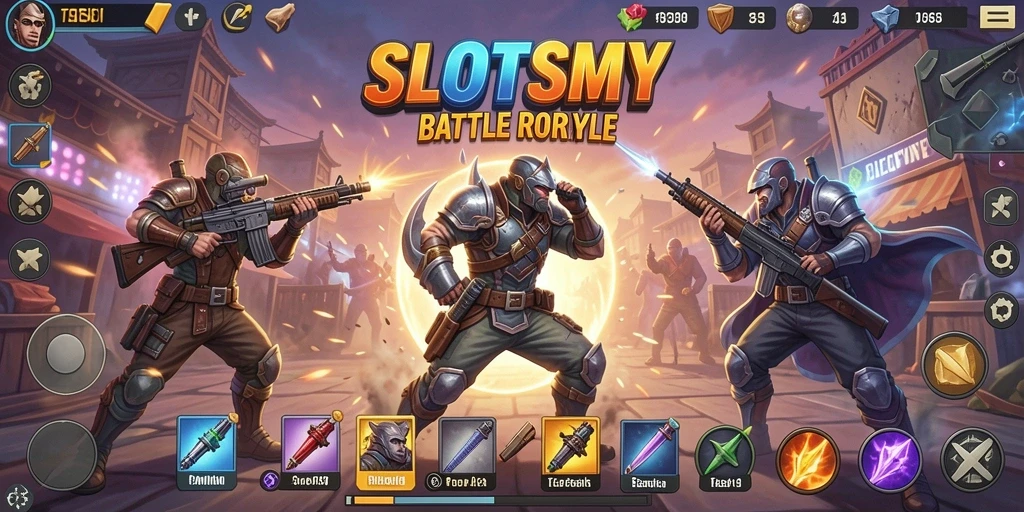 Gameplay seru SLOTSMY dalam pertempuran Battle Royale.