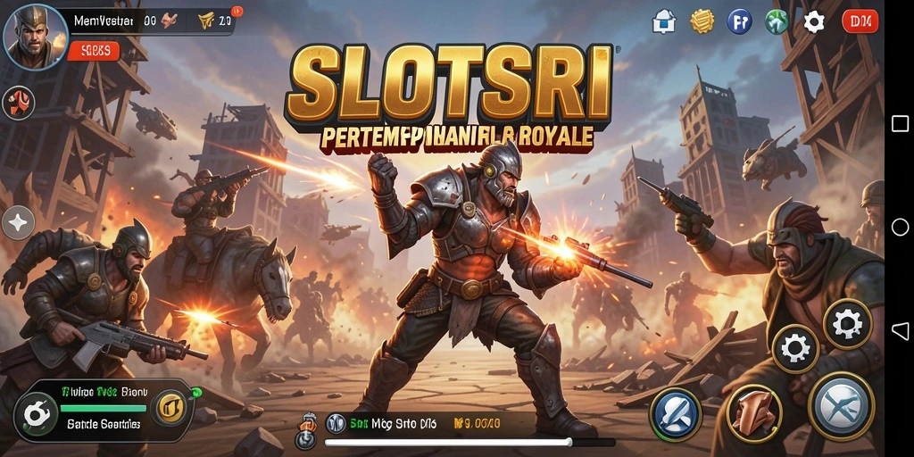 Screenshot SLOTSRI yang menunjukkan aksi Battle Royale yang mendebarkan.