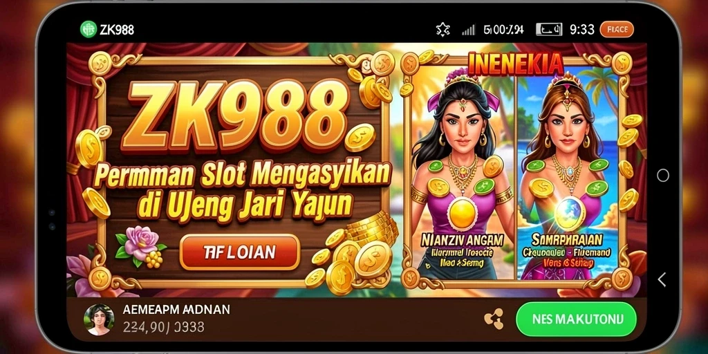 Tampilan gameplay ZK988 yang memukau saat berputar di mesin Slot.